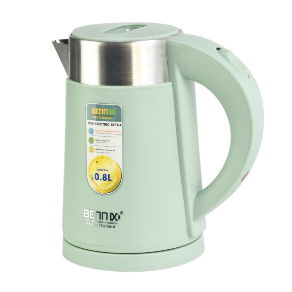Ấm siêu tốc mini Thái Lan Bennix BN-008EK 0.8 Lít, bình đun siêu tốc, ấm đun nước nhanh